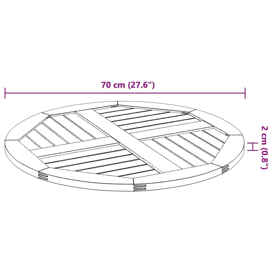 Table Top ?0x2 cm Round Solid Wood Acacia