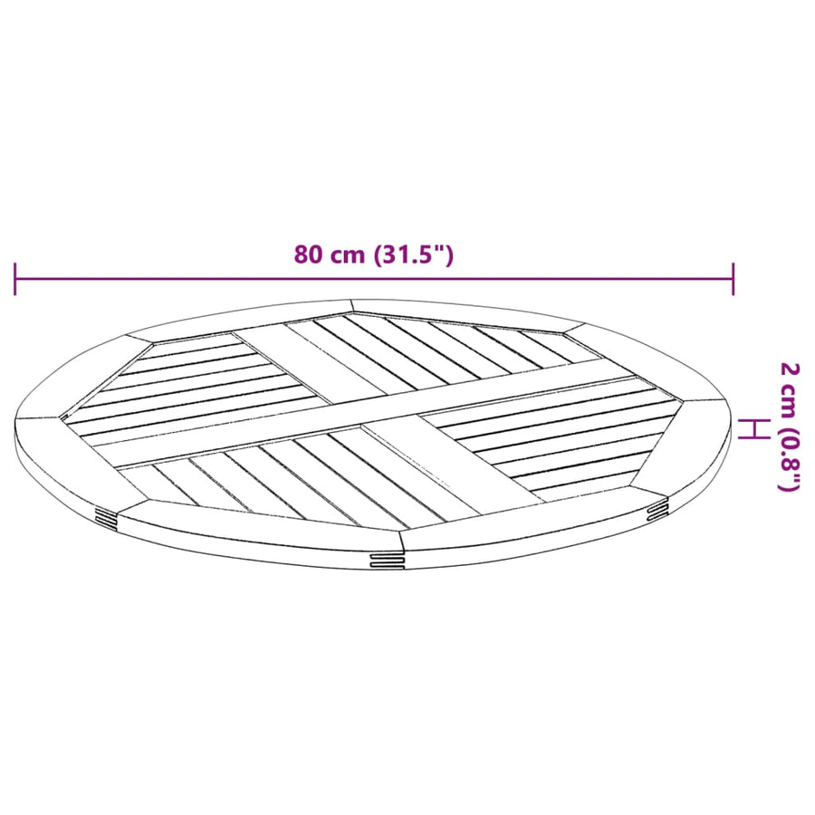 Table Top ?0x2.2 cm Round Solid Wood Acacia
