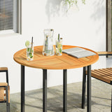 Table Top Ø90x2.2 cm Round Solid Wood Acacia - Front View