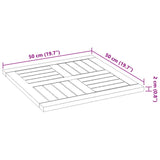 Table Top 50x50x2 cm Square Solid Wood Acacia - Low Angle
