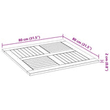 Table Top 80x80x2.2 cm Square Solid Wood Acacia - Low Angle