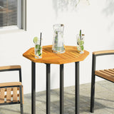 Table Top 60x60x2 cm Octagonal Solid Wood Acacia - Front View