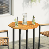 Table Top 70x70x2 cm Octagonal Solid Wood Acacia - Front View