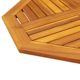 Table Top 70x70x2 cm Octagonal Solid Wood Acacia - Close-Up Angle