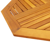 Table Top 80x80x2.2 cm Octagonal Solid Wood Acacia - Close-Up Angle