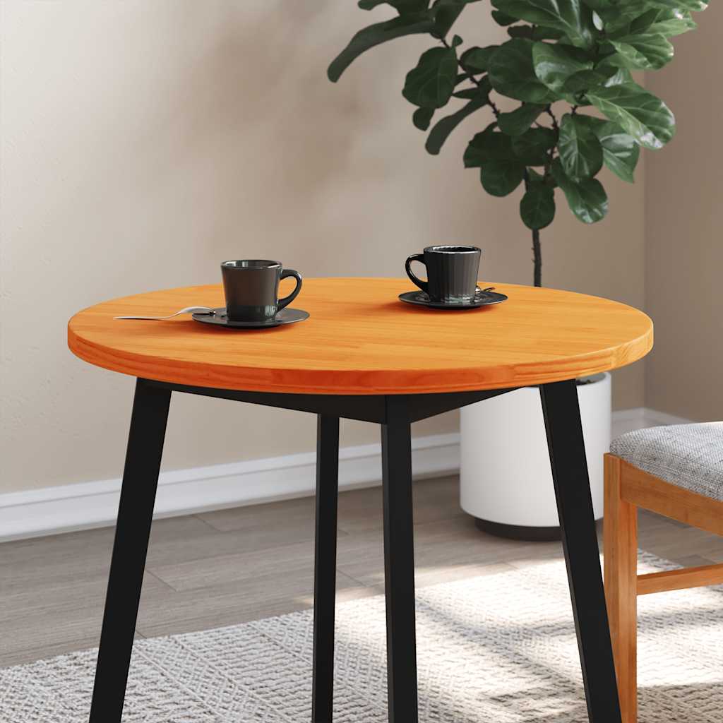 Table Top Round Wax Brown ?0x2.5 cm Solid Wood Pine