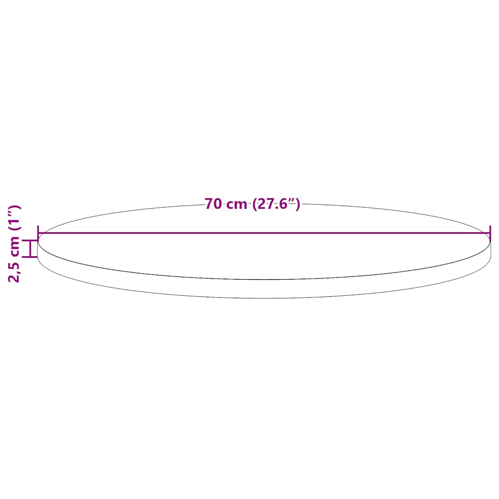 Table Top Round Wax Brown Ø70x2.5 cm Solid Wood Pine