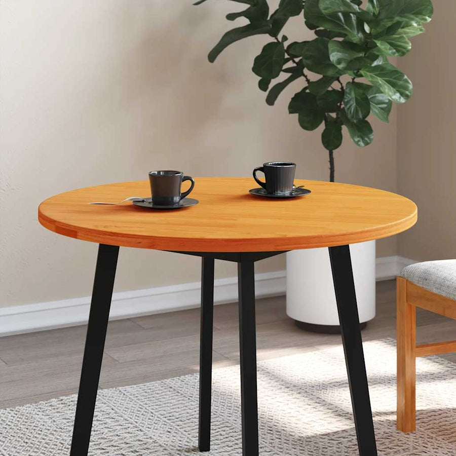 Table Top Round Wax Brown ?0x2.5 cm Solid Wood Pine