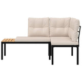 Garden Benches 2 pcs with Cushions Black Powder-coated Steel - Side View