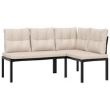 Garden Benches 2 pcs with Cushions Black Powder-coated Steel