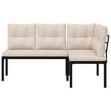 Garden Benches 2 pcs with Cushions Black Powder-coated Steel
