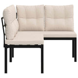 Garden Benches 2 pcs with Cushions Black Powder-coated Steel - Top-Down View