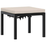 Garden Stool with Cushion Black Powder-coated Steel - Front View
