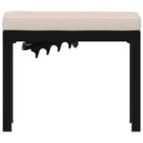 Garden Stool with Cushion Black Powder-coated Steel - Side View
