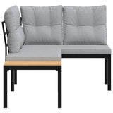 Garden Benches 2 pcs with Cushions Black Powder-coated Steel - Top-Down View