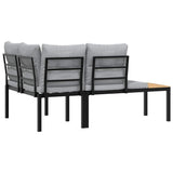 Garden Benches 2 pcs with Cushions Black Powder-coated Steel - 45-Degree Angle