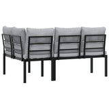 Garden Benches 2 pcs with Cushions Black Powder-coated Steel - 45-Degree Angle