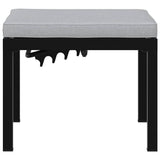 Garden Stool with Cushion Black Powder-coated Steel - Side View