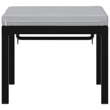 Garden Stool with Cushion Black Powder-coated Steel - Top-Down View