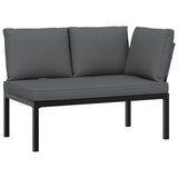 Garden Bench with Cushions Black Aluminium - Front View