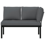 Garden Bench with Cushions Black Aluminium - Side View