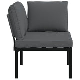 Garden Bench with Cushions Black Aluminium - Top-Down View
