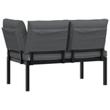 Garden Bench with Cushions Black Aluminium - 45-Degree Angle