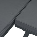 Garden Bench with Cushions Black Aluminium - Rear View