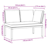 Garden Bench with Cushions Black Aluminium - Low Angle