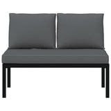 Garden Bench with Cushions Black Aluminium - Side View