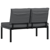 Garden Bench with Cushions Black Aluminium