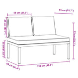 Garden Bench with Cushions Black Aluminium - Low Angle