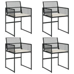 Garden Chairs with Cushions 4 pcs Black Poly Rattan