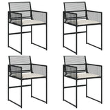Garden Chairs with Cushions 4 pcs Black Poly Rattan - Front View