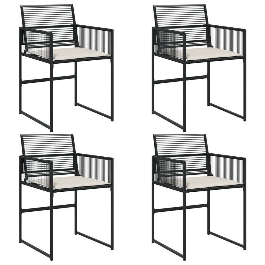 Garden Chairs with Cushions 4 pcs Black Poly Rattan