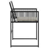 Garden Chairs with Cushions 4 pcs Black Poly Rattan - Rear View