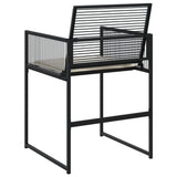 Garden Chairs with Cushions 4 pcs Black Poly Rattan - Close-Up Angle