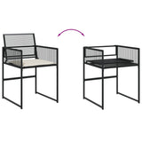 Garden Chairs with Cushions 4 pcs Black Poly Rattan - Low Angle
