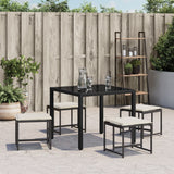 Garden Stools with Cushions 4 pcs Black Poly Rattan - Side View