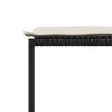 Garden Stools with Cushions 4 pcs Black Poly Rattan - Close-Up Angle