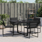 Garden Chairs with Cushions 4 pcs Black Steel and Textilene - Side View