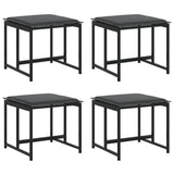 Garden Stools with Cushions 4 pcs Black Steel and Textilene - Front View