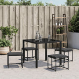 Garden Stools with Cushions 4 pcs Black Steel and Textilene - Side View