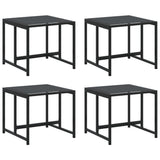 Garden Stools 4 pcs Black Steel and Textilene - Front View