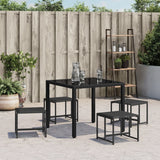 Garden Stools 4 pcs Black Steel and Textilene - Side View