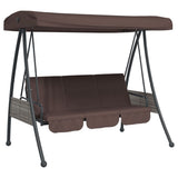 Garden Swing Bench with Adjustable Canopy Coffee Brown Steel