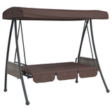 Garden Swing Bench with Adjustable Canopy Coffee Brown Steel - Top-Down View