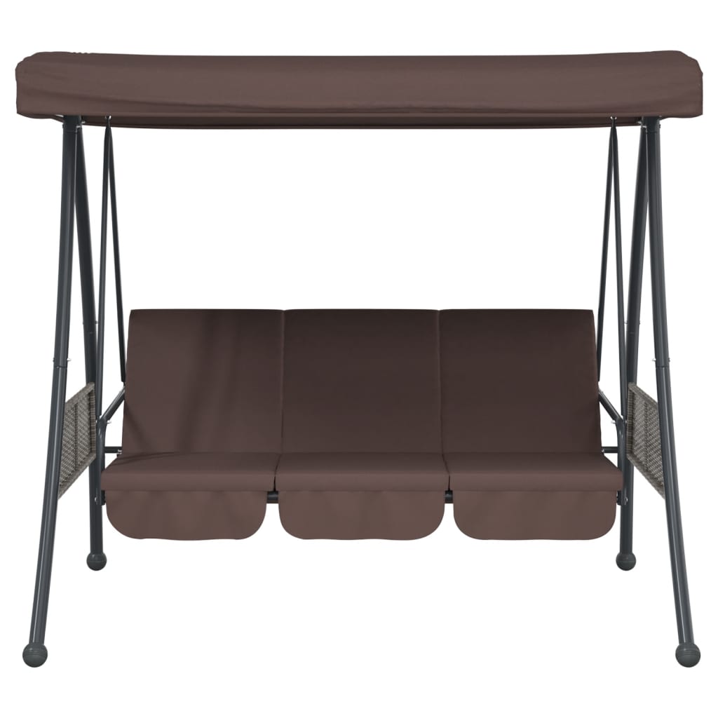Garden Swing Bench with Adjustable Canopy Coffee Brown Steel