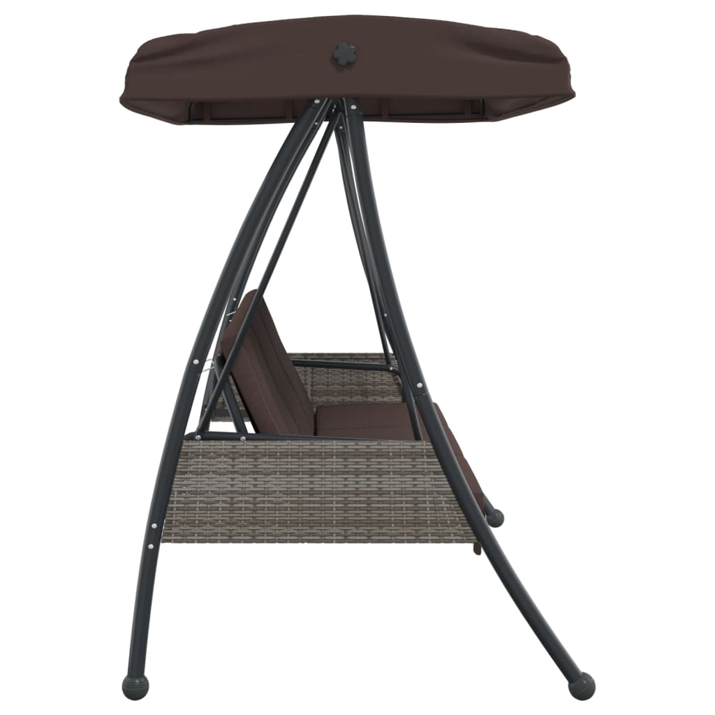 Garden Swing Bench with Adjustable Canopy Coffee Brown Steel