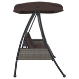 Garden Swing Bench with Adjustable Canopy Coffee Brown Steel - Rear View